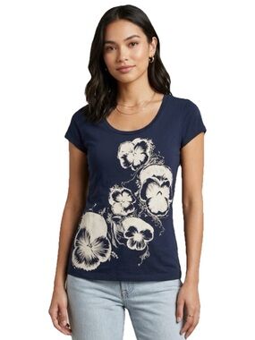 Lauren Moshi Floral Design Women’s Blue Limited Quantity Tee Size XS